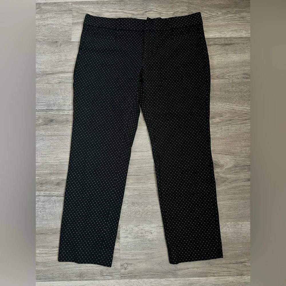 Banana Republic Sloan Ankle Black and white Polka Dot Straight Leg Career Pants - Picture 2 of 15